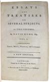 HUME, DAVID. Essays and Treatises on Several Subjects. . . . New Edition.  2 vols.  1764